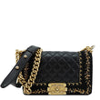 CHANEL Boy Flap Braided Jacket Tweed Crossbody Bag Black