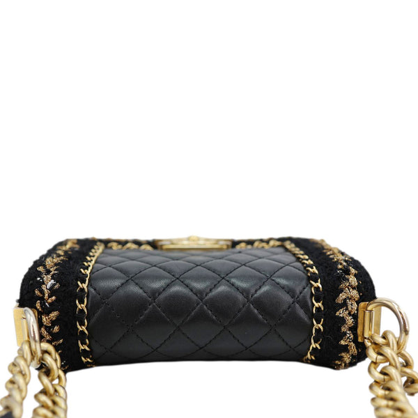 CHANEL Boy Flap Braided Jacket Tweed Crossbody Bag Black
