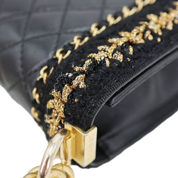 CHANEL Boy Flap Braided Jacket Tweed Crossbody Bag Black