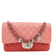 CHANEL Valentine Crystal Hearts Classic Flap Quilted Leather Shoulder Bag Tricolor