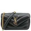 YVES SAINT LAURENT Loulou Mini Chevron Lambskin Leather Crossbody Bag Black