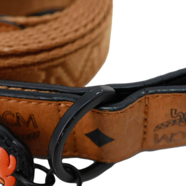 MCM Pet Collar Visetos Canvas Cartoon Patches Leash Cognac