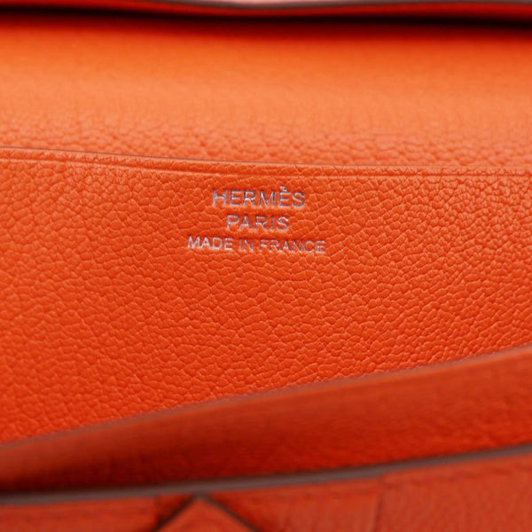 HERMES Bearn Leather Wallet Orange