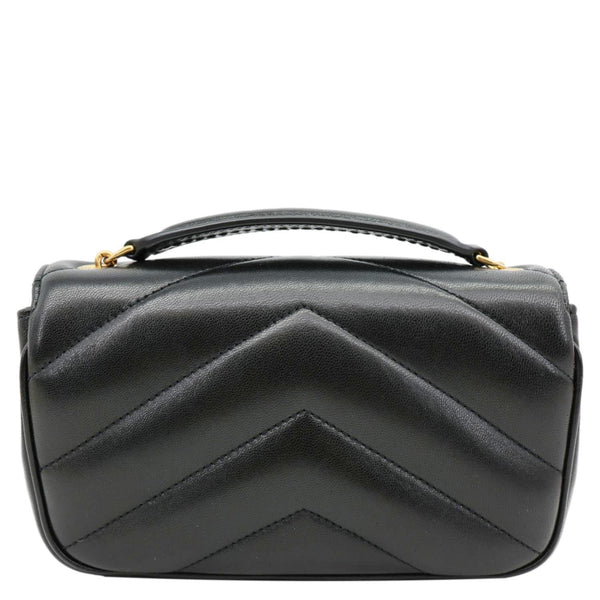 YVES SAINT LAURENT Loulou Mini Chevron Lambskin Leather Crossbody Bag Black