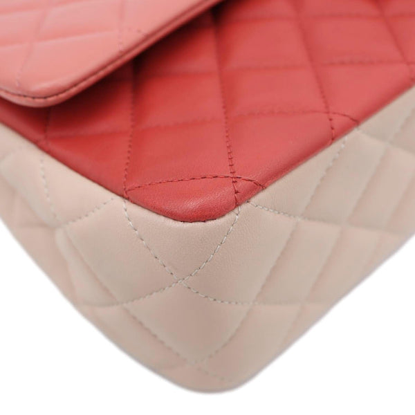 CHANEL Valentine Crystal Hearts Classic Flap Quilted Leather Shoulder Bag Tricolor