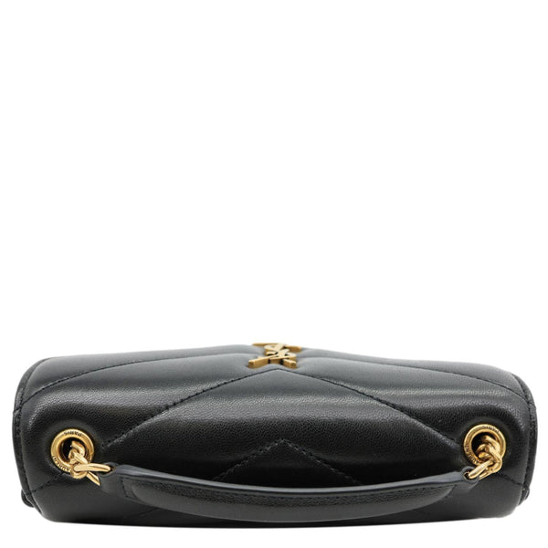 YVES SAINT LAURENT Loulou Mini Chevron Lambskin Leather Crossbody Bag Black