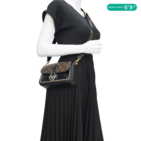 LOUIS VUITTON Neo Saint Cloud Monogram Canvas Shoulder Bag Black