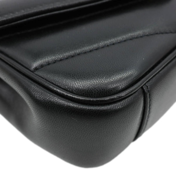 YVES SAINT LAURENT Loulou Mini Chevron Lambskin Leather Crossbody Bag Black