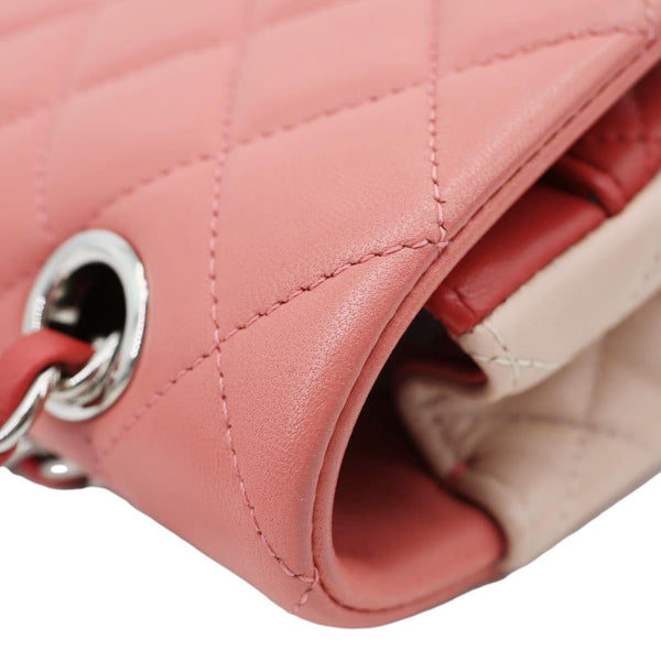 CHANEL Valentine Crystal Hearts Classic Flap Quilted Leather Shoulder Bag Tricolor