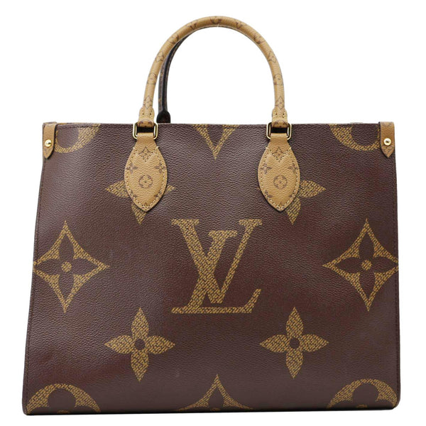LOUIS VUITTON Onthego MM Giant Monogram Reverse Canvas Tote Bag Brown