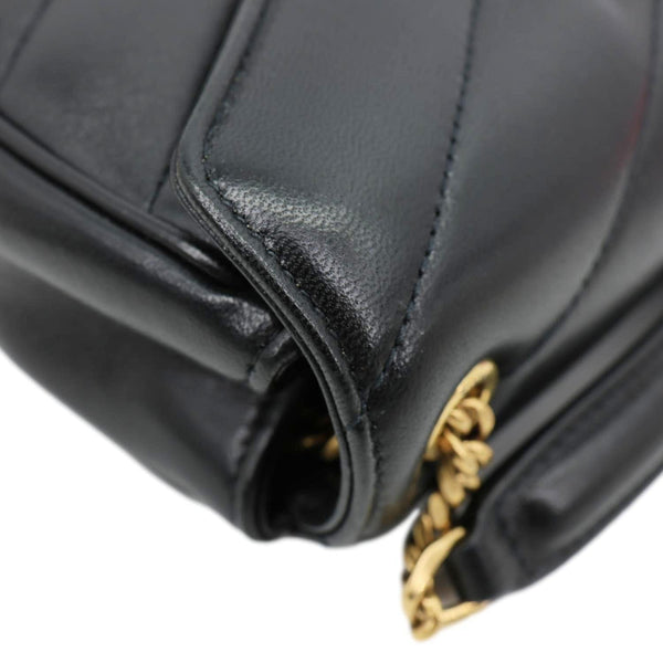 YVES SAINT LAURENT Loulou Mini Chevron Lambskin Leather Crossbody Bag Black