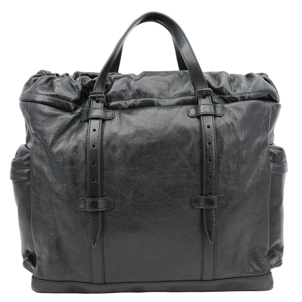 GUCCI Piuma Monochrome Leather Drawstring Bag Black 725664