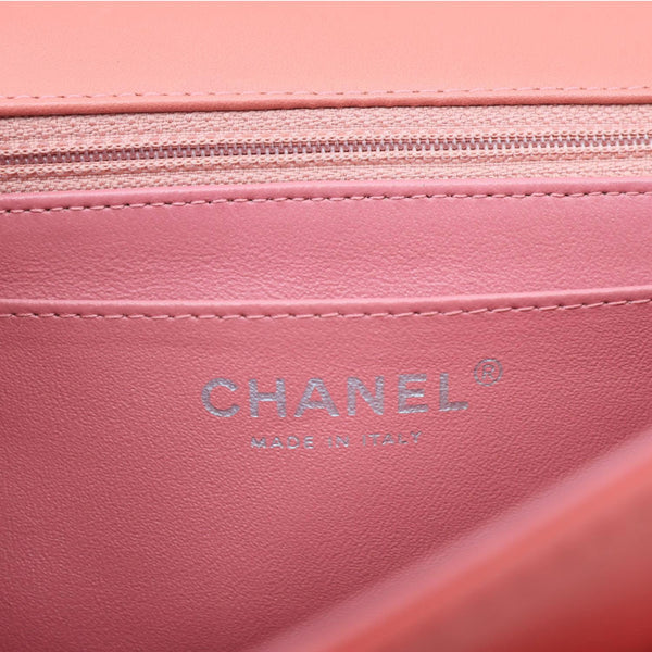 CHANEL Valentine Crystal Hearts Classic Flap Quilted Leather Shoulder Bag Tricolor