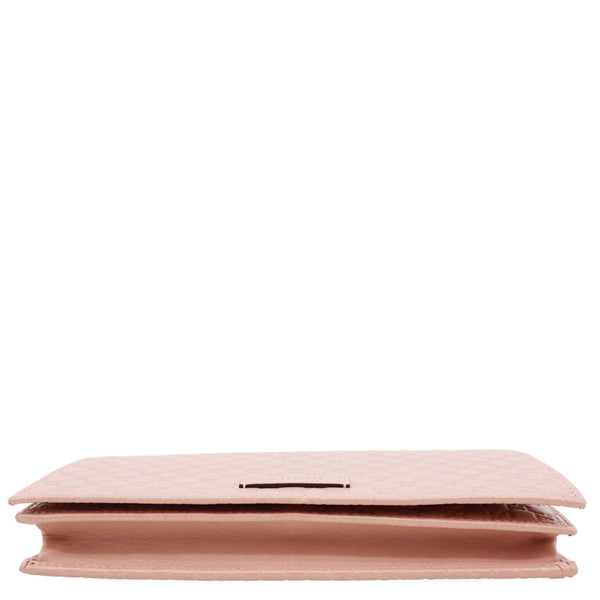 GUCCI GG Micro Leather Crossbody Wallet Pink 466507