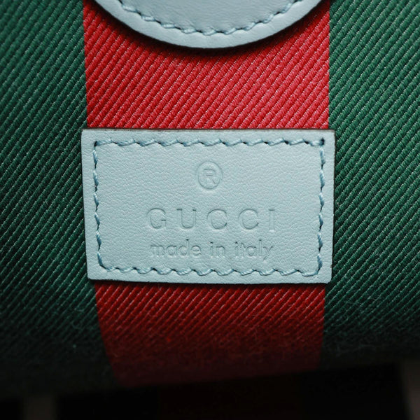 GUCCI GG Emblem GG Supreme Canvas Bucket Bag Light Blue 847090