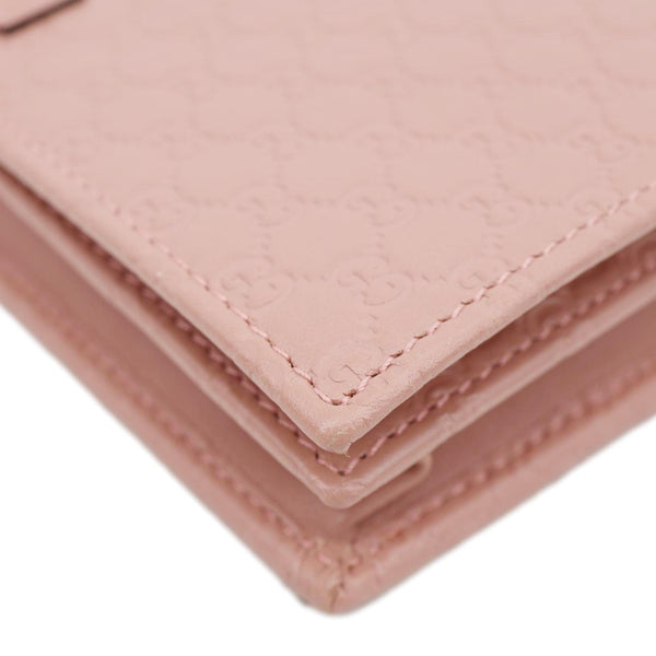 GUCCI GG Micro Leather Crossbody Wallet Pink 466507