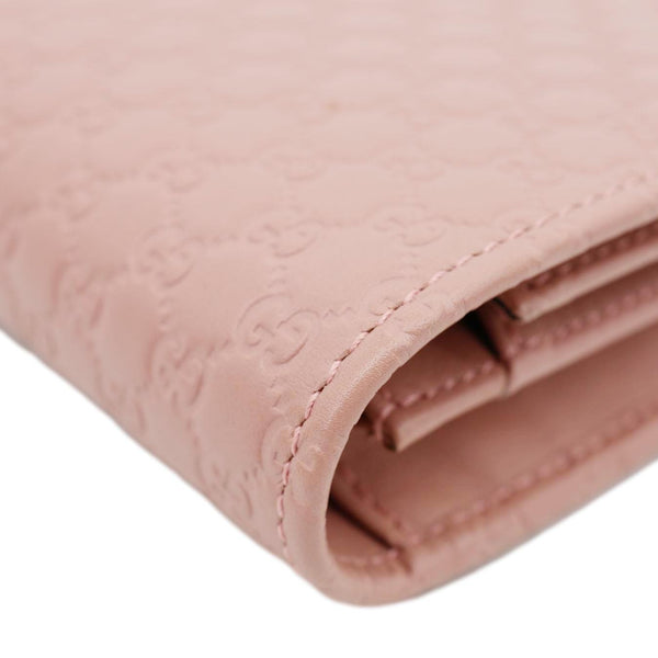 GUCCI GG Micro Leather Crossbody Wallet Pink 466507