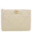 CHANEL Interlocking CC Quilted 19 Leather O-Case Off White