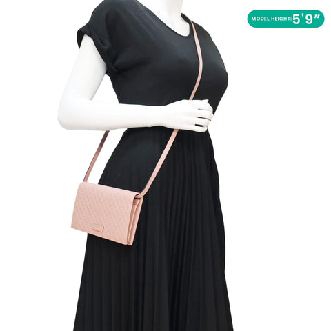 GUCCI GG Micro Leather Crossbody Wallet Pink 466507