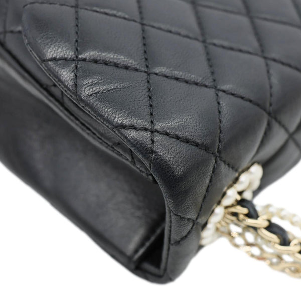 CHANEL Westminster Pearl Flap Medium Quilted Lambskin Shoulder Bag Black