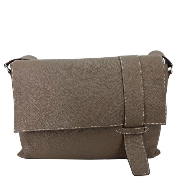 HERMES Alfred 35 Clemence Leather Messenger Bag Brown