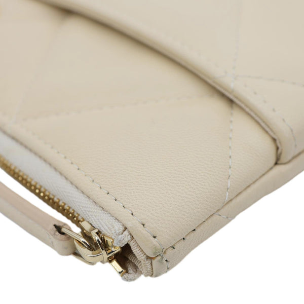 CHANEL Interlocking CC Quilted 19 Leather O-Case Off White