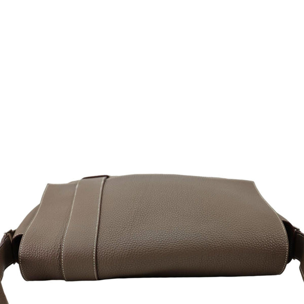 HERMES Alfred 35 Clemence Leather Messenger Bag Brown