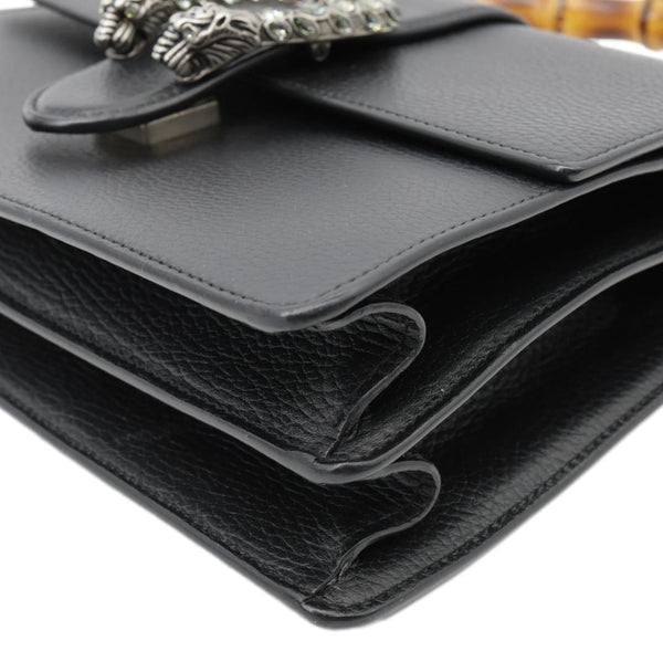 GUCCI Dionysus Bamboo Medium Leather Top Handle Shoulder Bag Black 448075