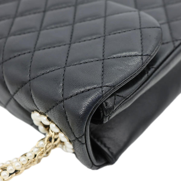 CHANEL Westminster Pearl Flap Medium Quilted Lambskin Shoulder Bag Black