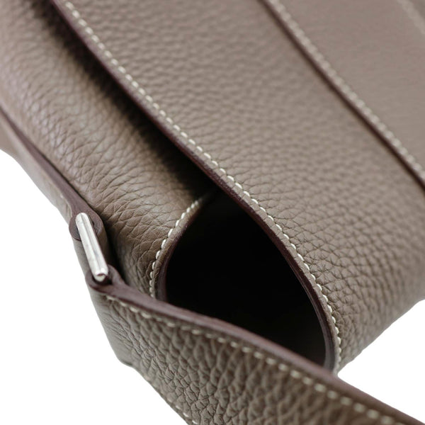 HERMES Alfred 35 Clemence Leather Messenger Bag Brown