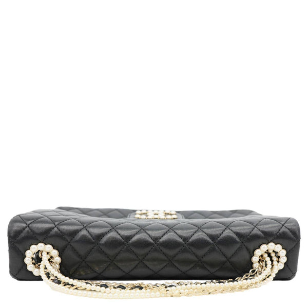 CHANEL Westminster Pearl Flap Medium Quilted Lambskin Shoulder Bag Black