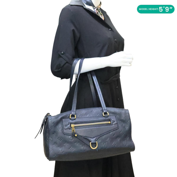 LOUIS VUITTON Inspiree Monogram Empreinte Leather Shoulder Bag Navy Blue