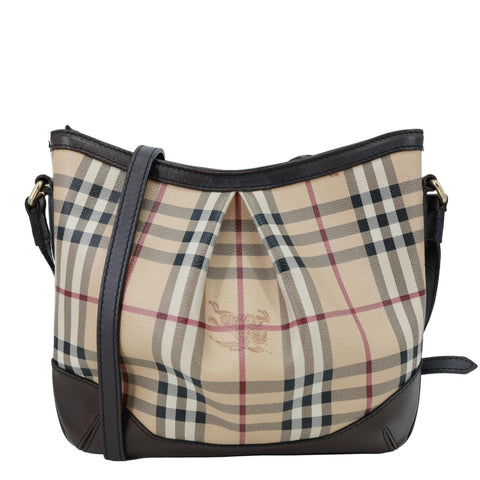 BURBERRY Hartham Haymarket Check Canvas Shoulder Bag Brown