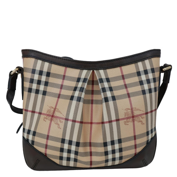 BURBERRY Hartham Haymarket Check Canvas Shoulder Bag Brown