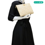 CHANEL Interlocking CC Quilted 19 Leather O-Case Off White