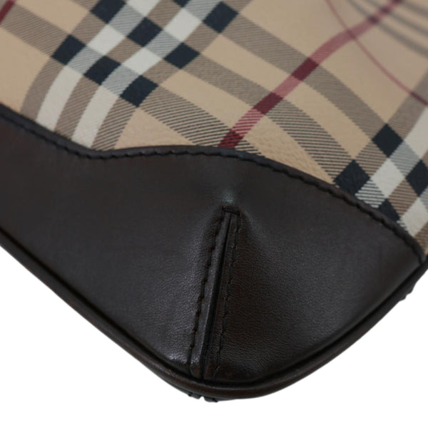 BURBERRY Hartham Haymarket Check Canvas Shoulder Bag Brown