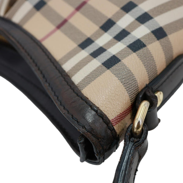 BURBERRY Hartham Haymarket Check Canvas Shoulder Bag Brown