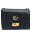 GUCCI Diana Small Bamboo Leather Card Case Wallet Black 658244