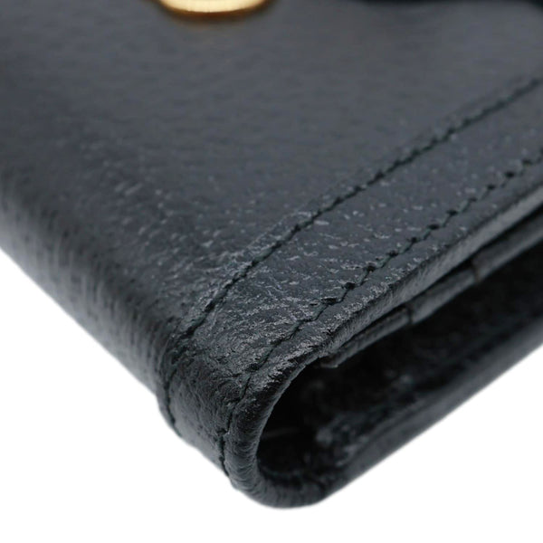 GUCCI Diana Small Bamboo Leather Card Case Wallet Black 658244