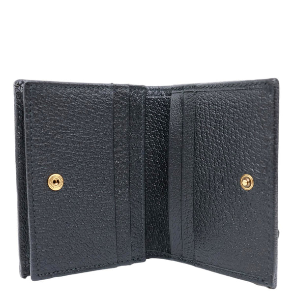 GUCCI Diana Small Bamboo Leather Card Case Wallet Black 658244