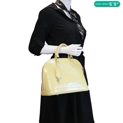 LOUIS VUITTON Alma PM Monogram Vernis Satchel Bag Yellow
