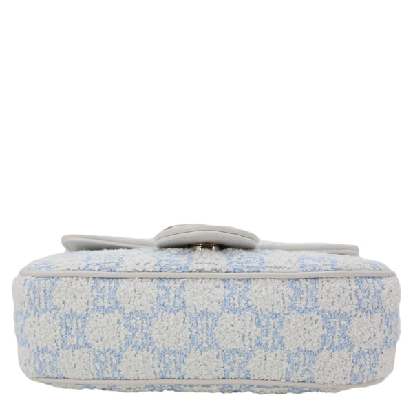 GUCCI GG Marmont Mini Quilted Sponge Boucle Shoulder Bag Light Blue 841290