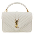 YVES SAINT LAURENT College Flap Medium Classic Chevron Leather Shoulder Bag Cream