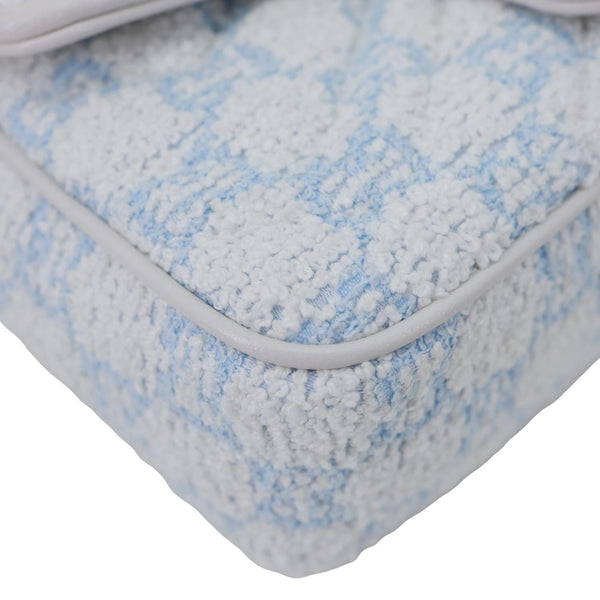 GUCCI GG Marmont Mini Quilted Sponge Boucle Shoulder Bag Light Blue 841290