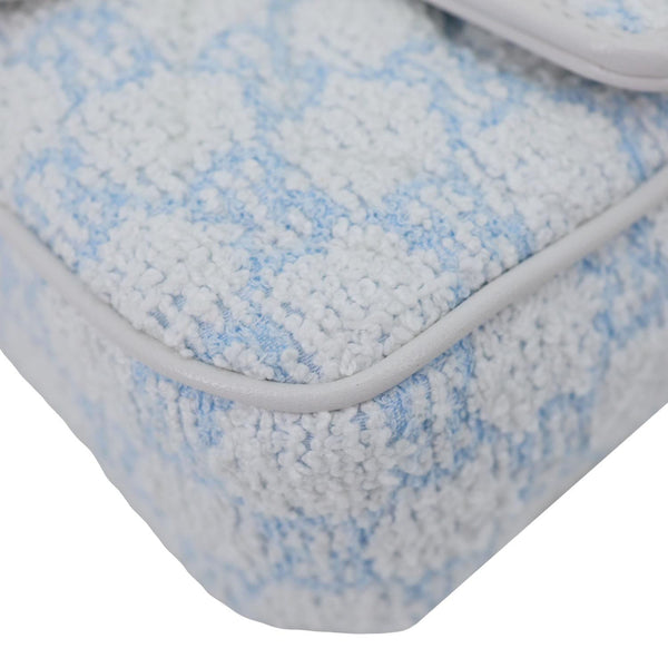 GUCCI GG Marmont Mini Quilted Sponge Boucle Shoulder Bag Light Blue 841290