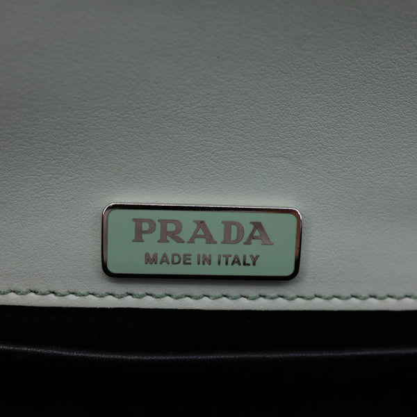 PRADA Cahier Spazzolato Soft Calfskin Leather Crossbody Bag Light Green Matte