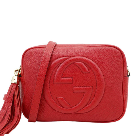 GUCCI Soho Disco Camera Leather Crossbody Bag Red 308364