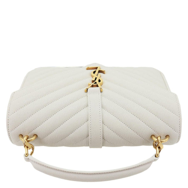 YVES SAINT LAURENT College Flap Medium Classic Chevron Leather Shoulder Bag Cream