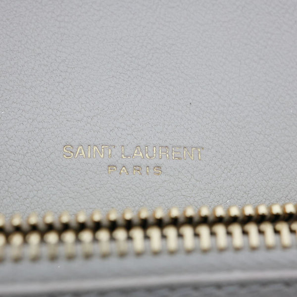 YVES SAINT LAURENT College Flap Medium Classic Chevron Leather Shoulder Bag Cream