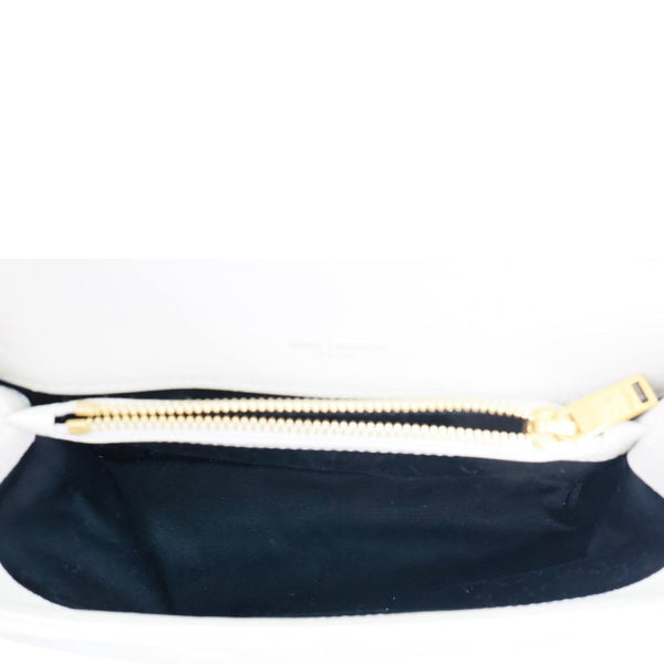YVES SAINT LAURENT College Flap Medium Classic Chevron Leather Shoulder Bag Cream